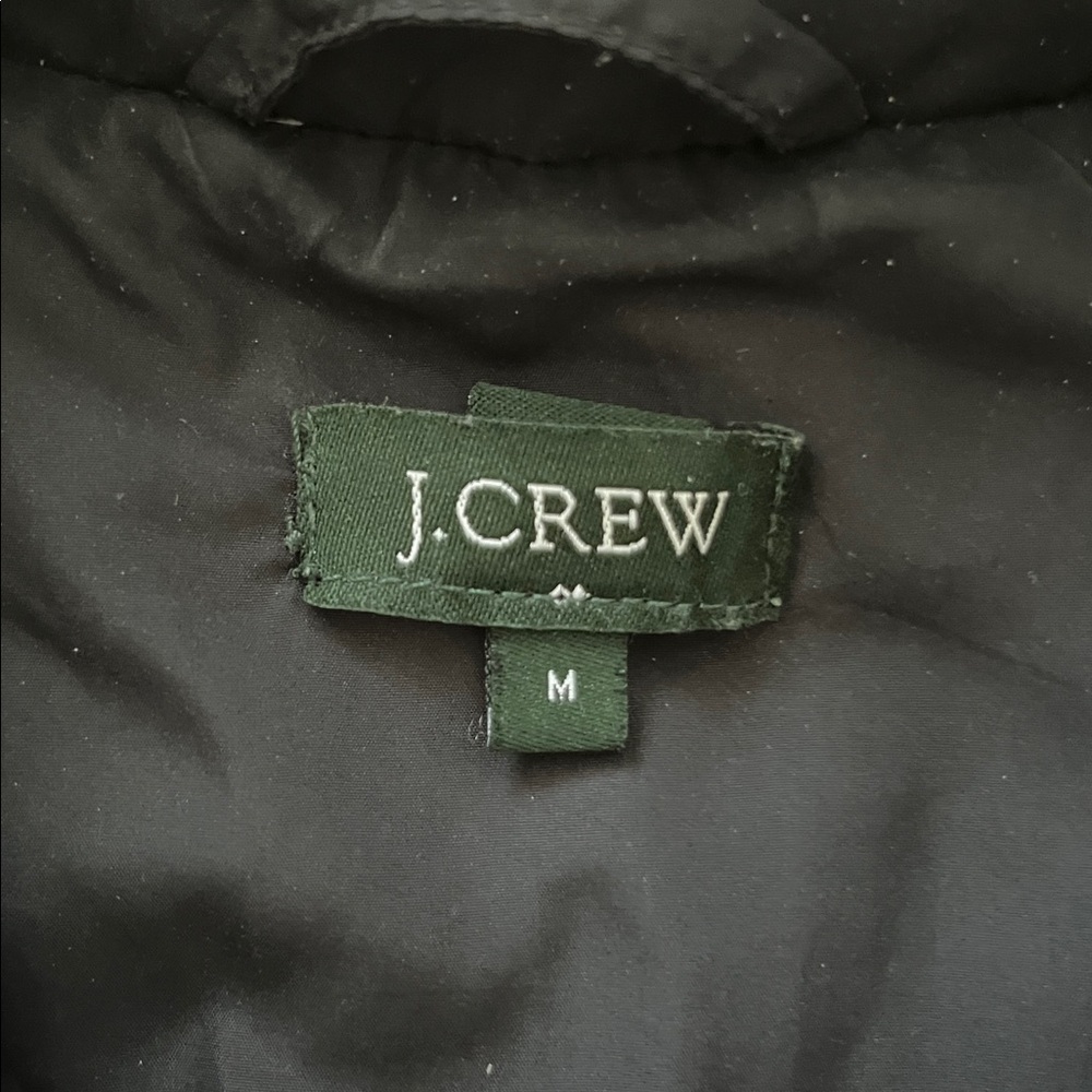 J. Crew Quilted Black Jacket Size Medium 60% Down Filling Zip Front - Picture 2 of 11